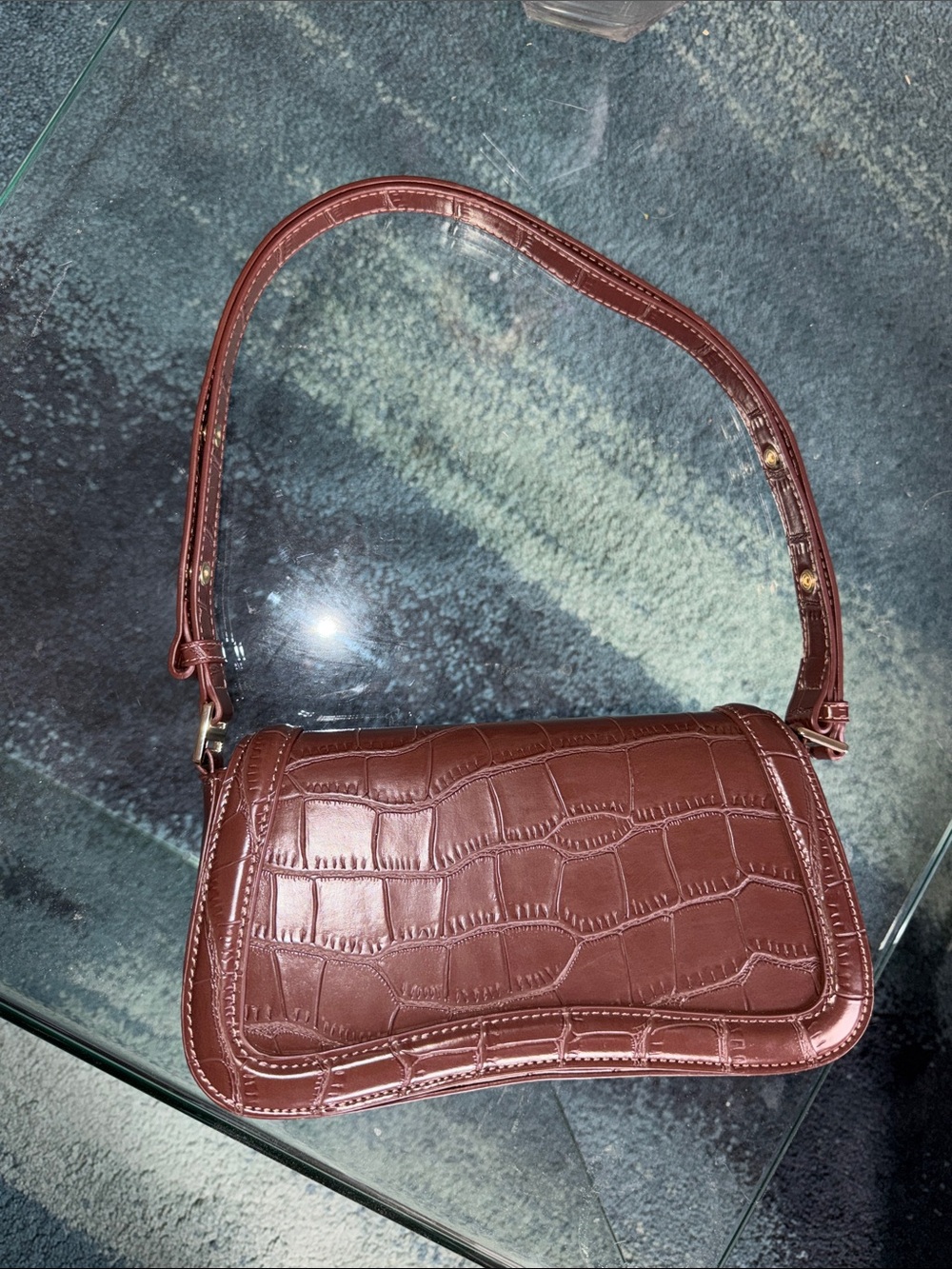 Women's Brown Croc-Embossed Shoulder Bag
